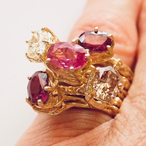 Diamond & Ruby "5 Ring Set", 18K, "Bohemian Beatn… - image 3