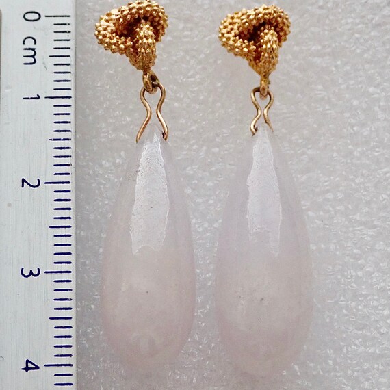 Jadeite, White Briolette Earrings & 14K Gold - image 5