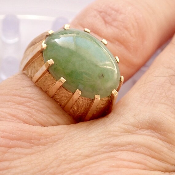 JADEITE Ring 8ct. Deco Style (Natural Untreated Jadeite) w/Certificate View 6