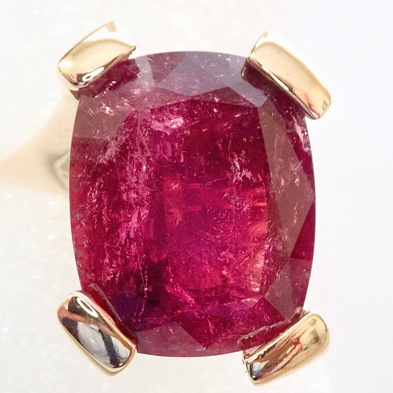 Tourmaline / Rubellite Beatnik-Bohemian 14K Ring