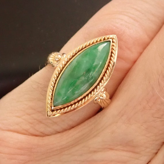 JADEITE GEM Marquise Ring, Natural Certified & Be… - image 7