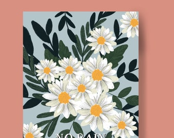 Flowers / prints / Art / daisies  / A4 / A5 / gift / for her / bedroom / art / artwork / floral / digital / illustration / wildflower / love