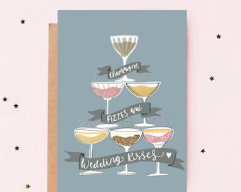 wedding card / greeting blank / card / champagne / glasses / celebrate / glass / anniversary / special occasion / a6 / for her / for him /