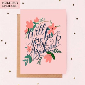 Willst du meine Brautjungfer sein / Grußkarte / rosa / blanko / innen / Hochzeit / heiraten / Verlobung / Brautjungfer / für Sie / geblümt