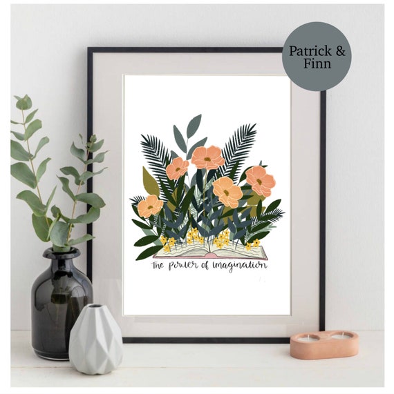 Flower / illustration / for her / bedroom / office / anniversary / gift / inspirational / artwork / girl power / book lovers / digital art