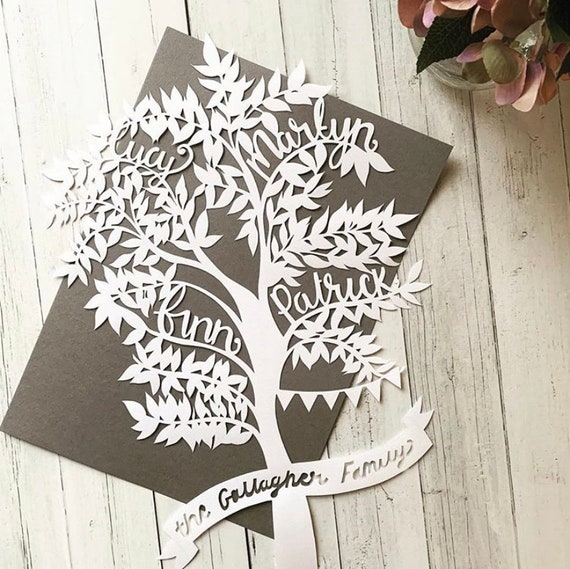 Budget friendly Family tree paper cut.