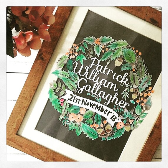 Custom order.. Paper cut, paper, watercolour, gift, present, handmade, new baby, flowers, birthday, nursery