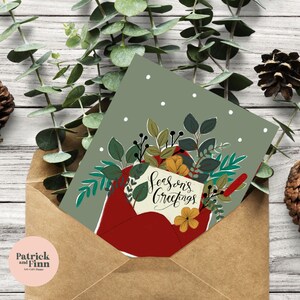 Weihnachten / Blumen / festlich / Karte / Grußkarte / illustriert / Weihnachtsbaum / Winter / Weihnachtskarten / Weihnachtsgruß / Weihnachtskarten