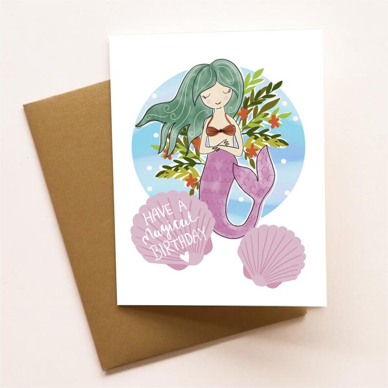 Have a magical birthday / Mermaid / Birthday / greeting card / blank inside / fun / daughter / for her / granddaughter / neice / friend / image 1
