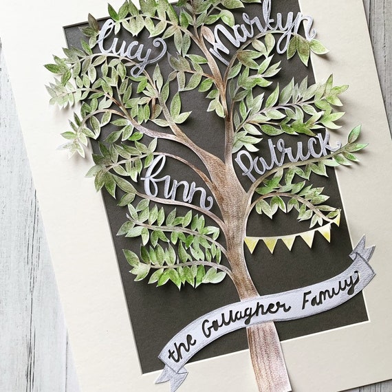 Family tree paper cut.