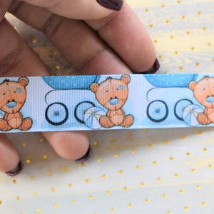 Ruban bleu ours en peluche, ours en peluche c'est un ruban gros-grain garçon, ruban ours bleu || 3 mètres de ruban - 1" (25mm)/2" (50mm)