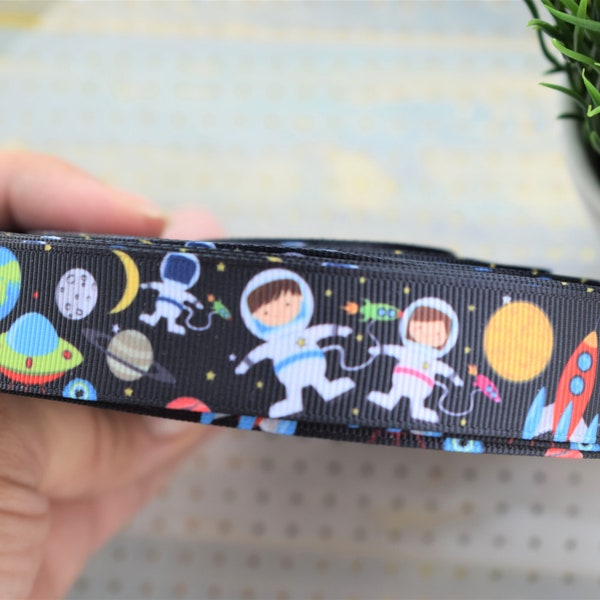 Astronaut Ribbon, Solar System Ribbon, Planet Ribbon, Outer Space Ribbon, Aliens  || 3 Yards of Ribbon -  7/8" (22mm), 2" (50mm)