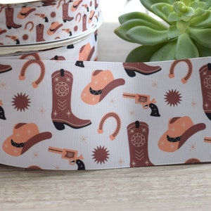 Ruban de cowboy, ruban de baby shower de cheval cowboy, ruban de gâteau de couches cowboys, western || 3 mètres de ruban - 1" (25 mm) / 3" (75 mm)
