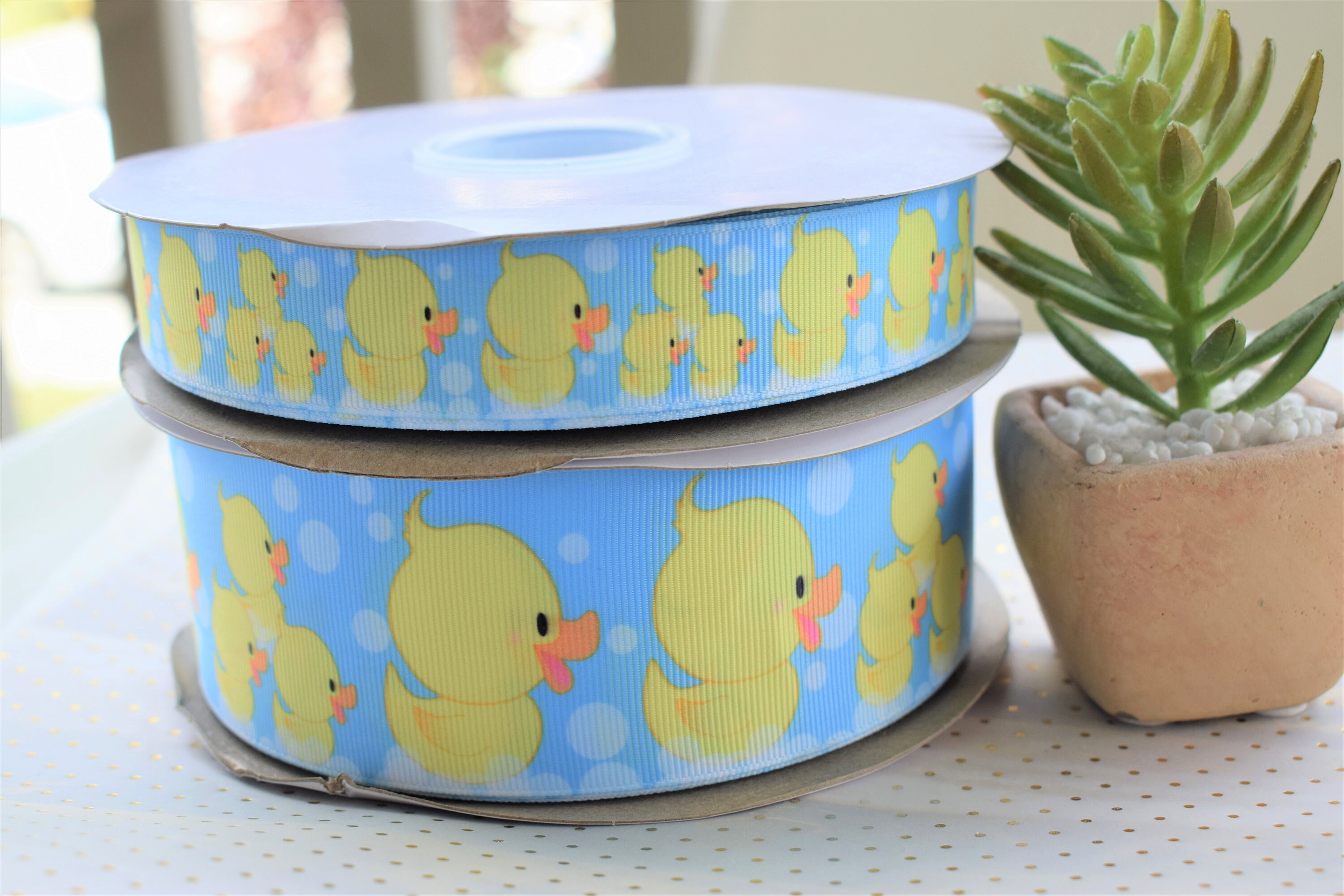 Rubber Ducky Ribbon Ducky Baby Shower Ribbon Blue Yellow Etsy