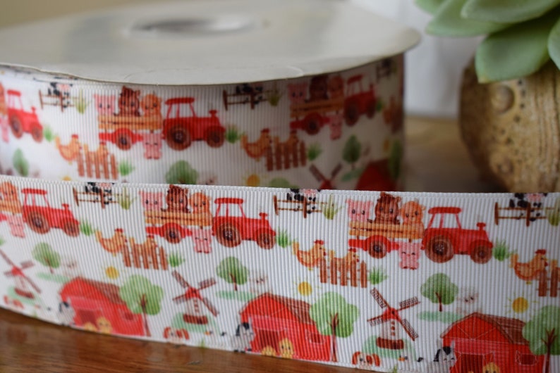 Barn Ribbon Farm Animal Grosgrain Ribbon, Cow Sheep Chicken Ribbon, Animal Farmer ...