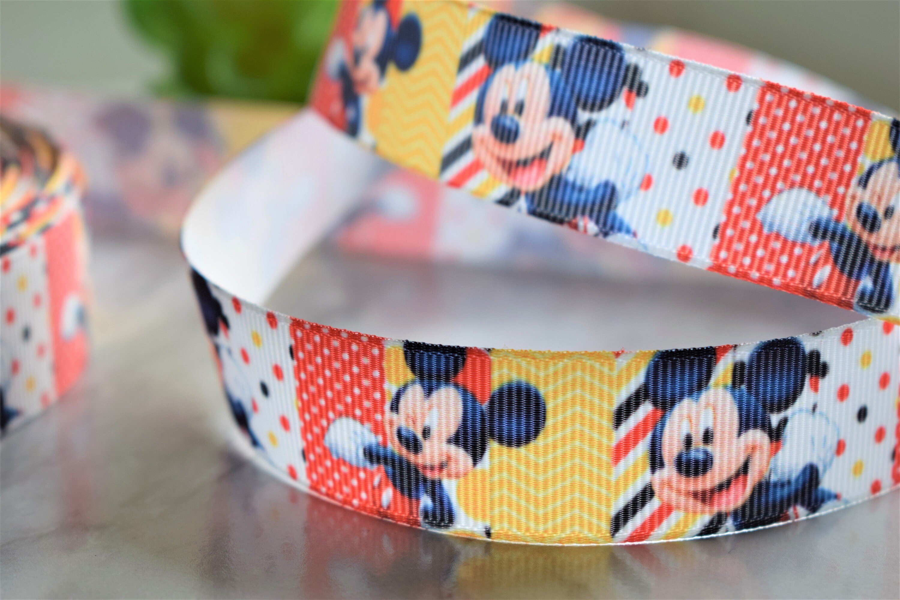 Mickey Mouse Ribbon Disney Ribbon Red Yellow Black White | Etsy