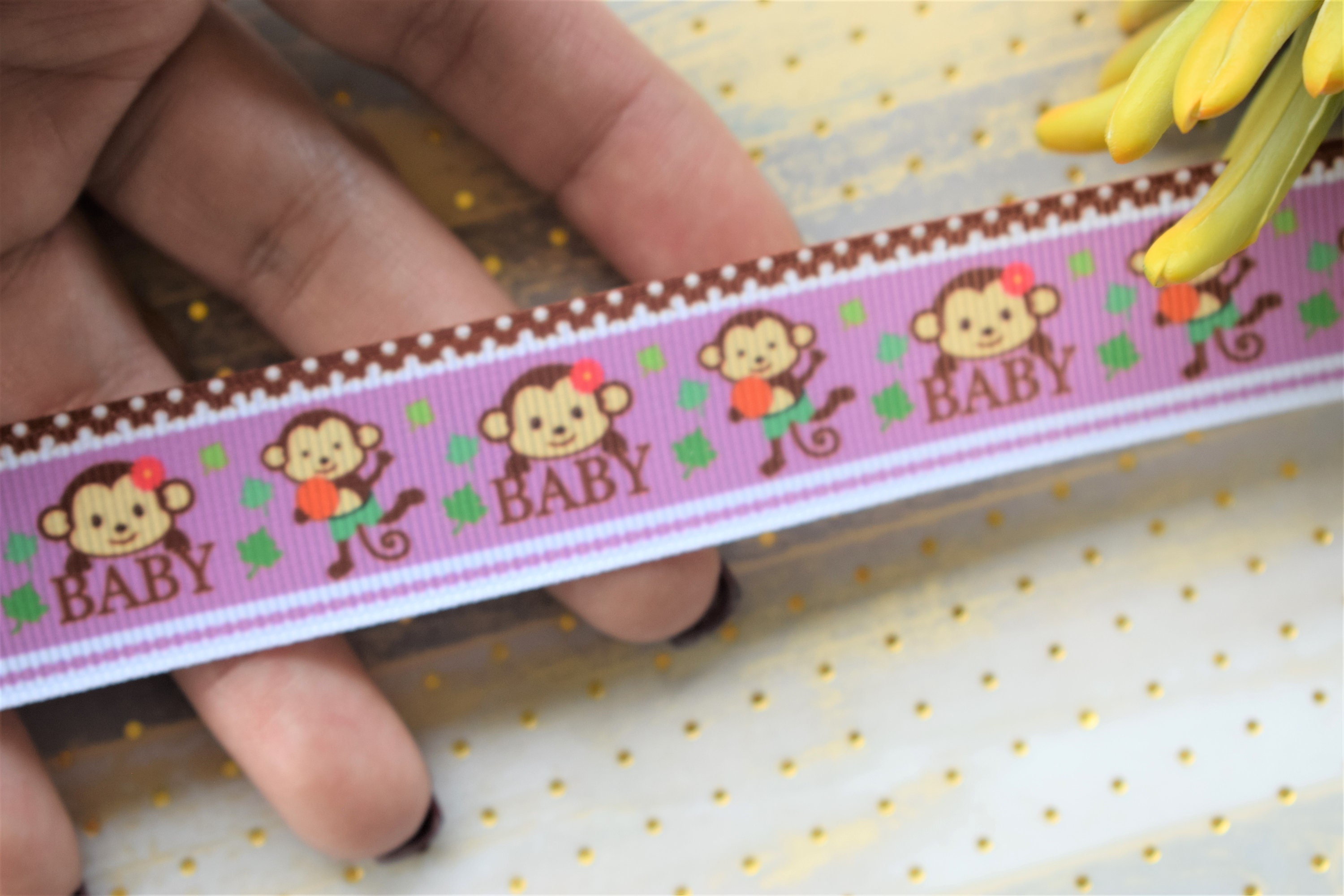 Girl Monkey Baby Shower Ribbon, Baby Monkey Ribbon, Monkey Jungle ...