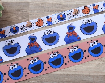 Monster Cookie Grosgrain Ribbon, Cookies Ribbon, Cookie Baby Shower, Cookie Party || 3 Yards of Ribbon - 1" (25mm) / 2" (50mm)
