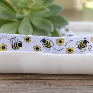 Bumble Bee White Elastic Ribbon, Fold Over Elastic, FOE Elastic Solid Ribbon, White DIY Elastic || 3 Yards of Ribbon - 5/8&quot; (16mm)