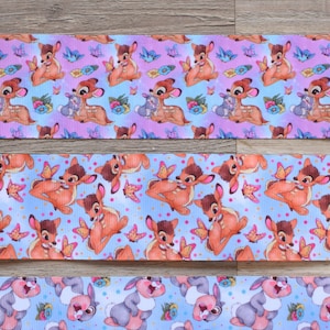 Bambi Deer Grosgrain Ribbon, Bambi Cartoon Character Ribbon, Animal Printed Satin || 3 Yards of Ribbon - 2" (50mm)