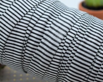 Black White Stripe Elastic Ribbon, Fold Over Elastic, FOE Elastic Ribbon, Halloween DIY Elastic Headband || 3 Yards of Ribbon - 5/8" (16mm)