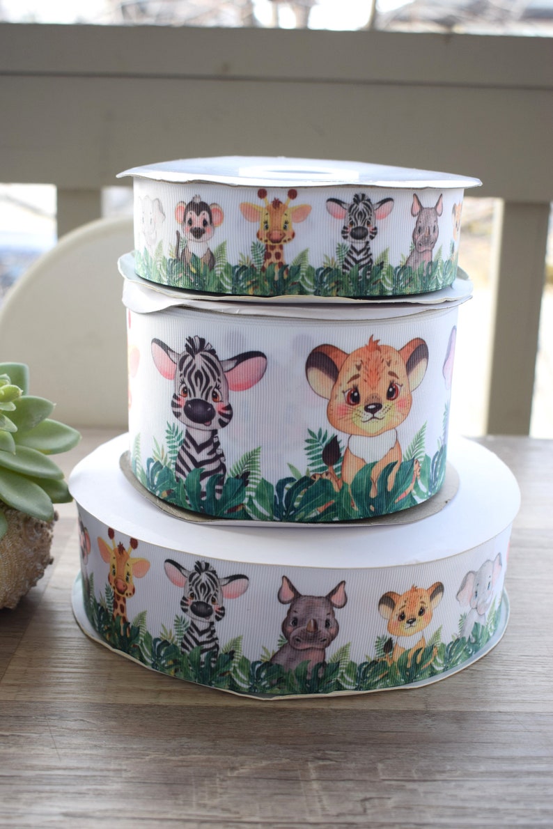 Baby Jungle Animal Safari Ribbon, Diaper Cake Ribbon, Boy Baby Safari ...