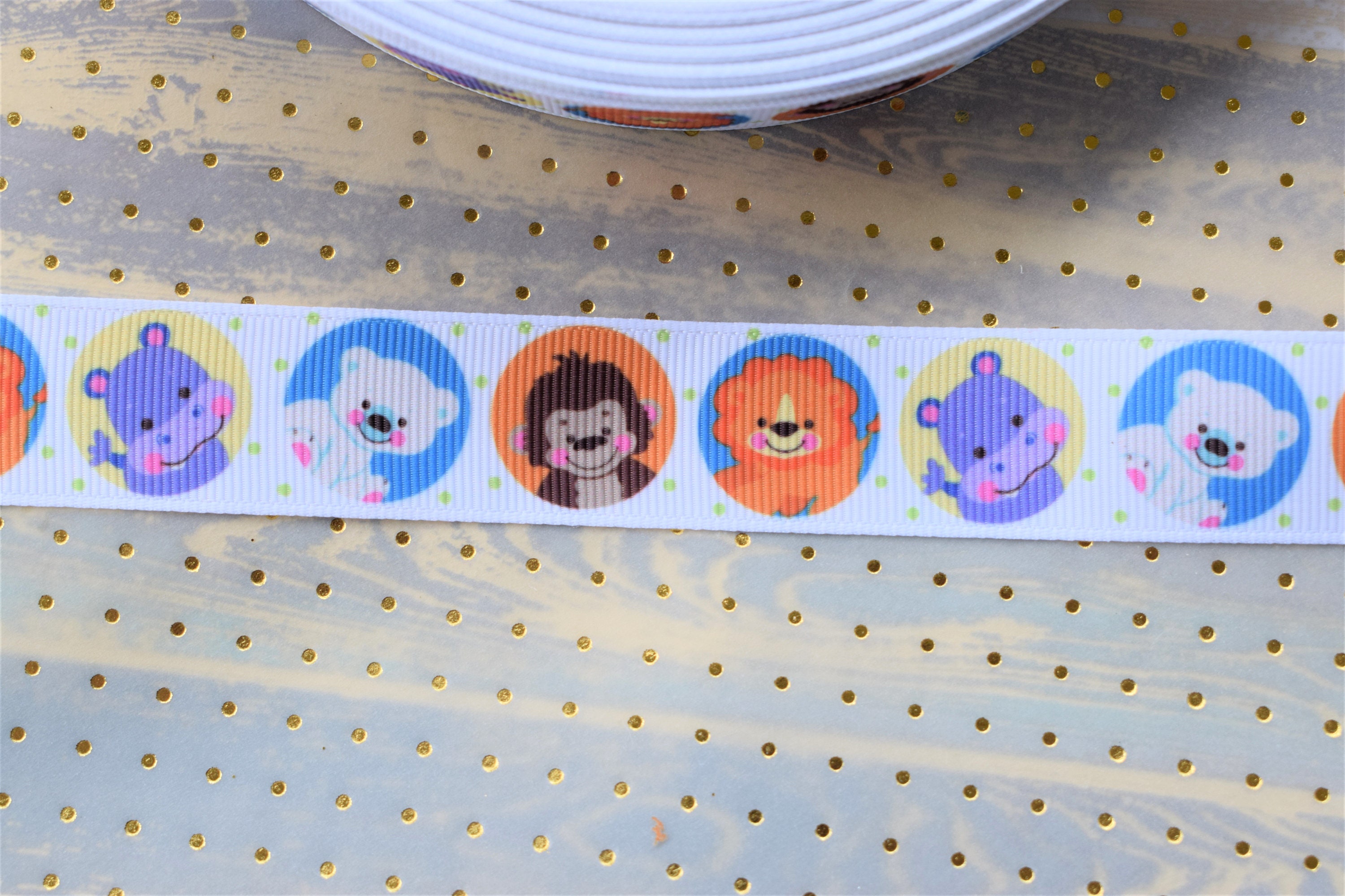 Animals Ribbon, Boy or Girl Baby Safari Ribbon, Bear Hippopotamus ...