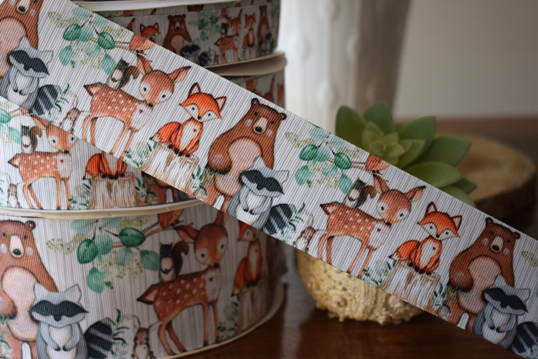 Woodland Animal Ribbon, Fox Bear Raccoon Diaper Cakes, Woodland Baby ...