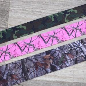 Ruban camouflage vert, ruban camouflage rose, ruban imprimé camouflage grosgrain, mariage camouflage || 3 mètres de ruban - 1" (25 mm) et 1,5" (38 mm)
