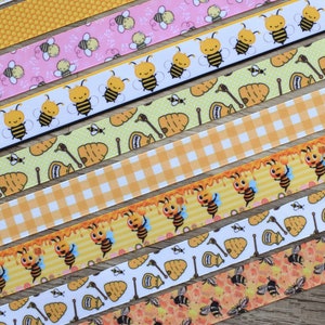 Ruban de bourdon, ruban d’abeille de baby shower d’abeille, douche de bébé de bourdon de safari, ruban d’abeille jaune || 3 mètres de ruban - 1" (25 mm)