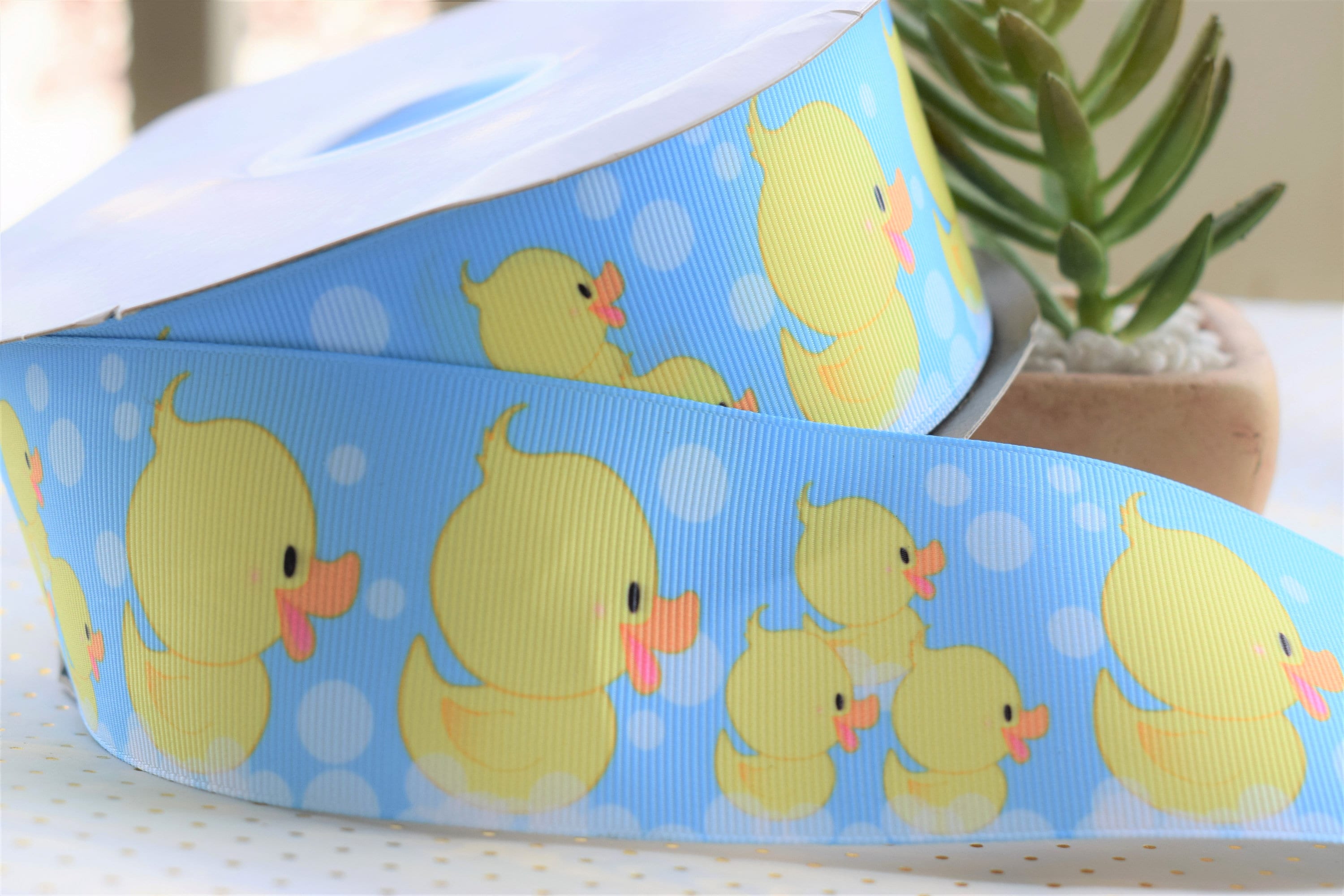 Rubber Ducky Ribbon Ducky Baby Shower Ribbon Blue Yellow Etsy