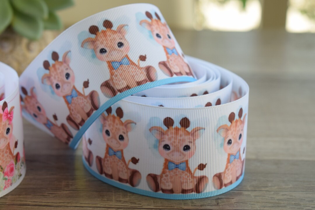 Gitaffe Ribbon Blue Giraffe Satin Ribbon, Boy Pink Baby Safari Ribbon, Giraffe Safari ...