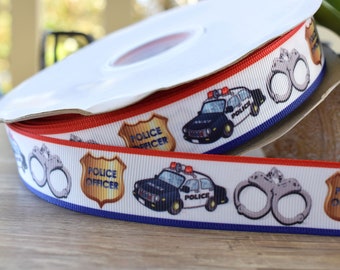 Thin Blue Line Police Support Print Grosgrain Ribbon - Etsy