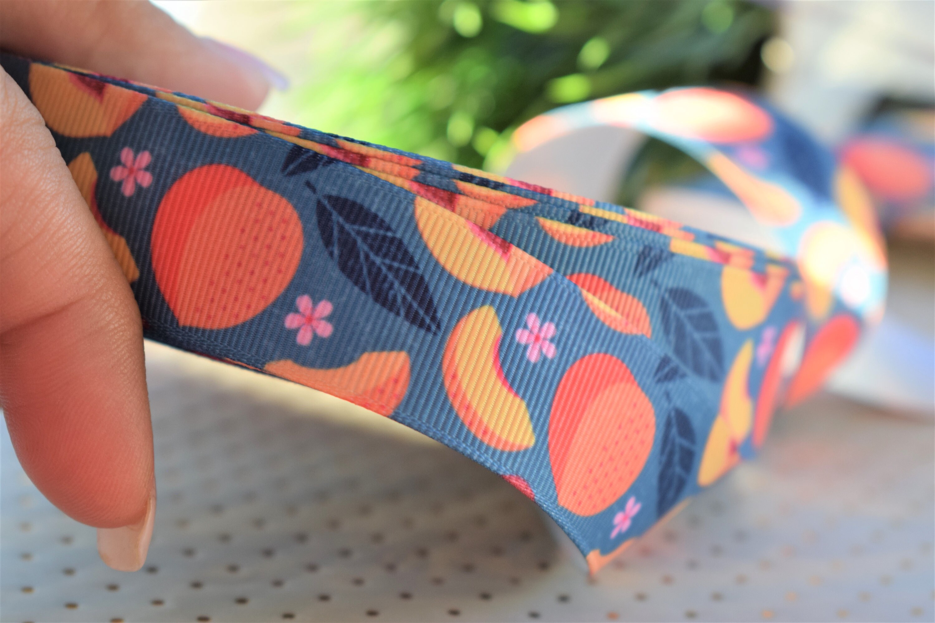 Peach Fruit Ribbon Peach Grosgrain Ribbon Peach Headband Bow Etsy