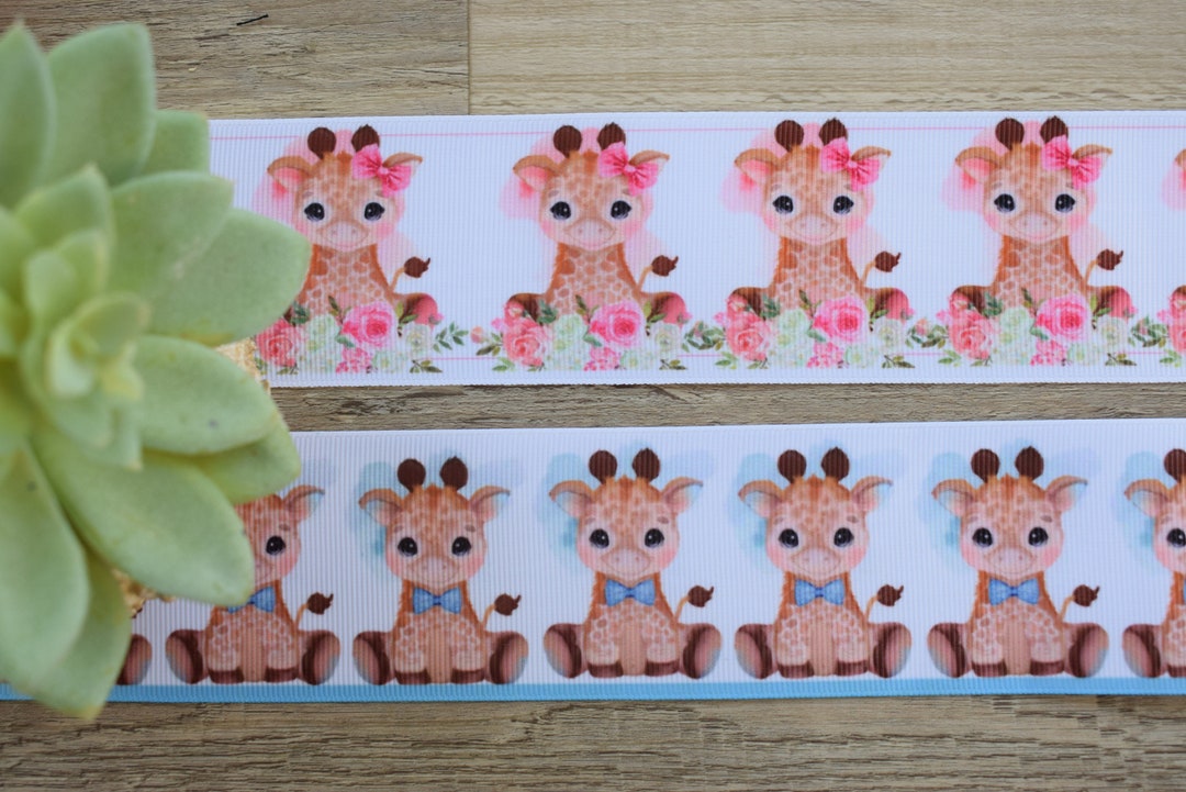 Gitaffe Ribbon Pink Blue Giraffe Satin Ribbon, Boy Pink Baby Safari Ribbon, Giraffe ...