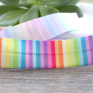 Élastique à rayures arc-en-ciel FOE, Ruban à rayures arc-en-ciel, Élastiques pour baby shower pour fête prénatale || 3 yards d'élastique - 7/8" (22 mm)