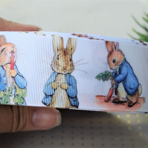 Ruban gros-grain lapin, baby shower fête de naissance lapin, ruban pour emballage cadeau d'anniversaire, ruban de révélation de genre|| 3 yards de ruban - 1" (25 mm)