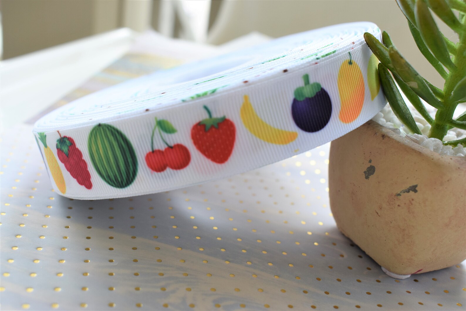 Fruit Ribbon Fruit Grosgrain Ribbon Orange Strawberry Banana Etsy