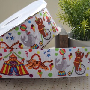 Ruban de cirque, Ruban de fête d'animaux de cirque, Ruban de cirque pour gâteau de couches, Baby shower d'animaux de cirque, Fête || 3 yards de ruban - 2" (50 mm)