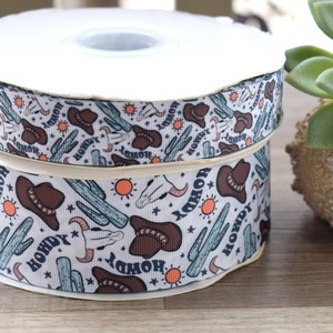 Ruban cowboy garçon bleu, ruban cowboy cheval pour baby shower, ruban pour gâteau de couches cowboys, western || 3 yards de ruban - 1" (25 mm) / 2" (50 mm)
