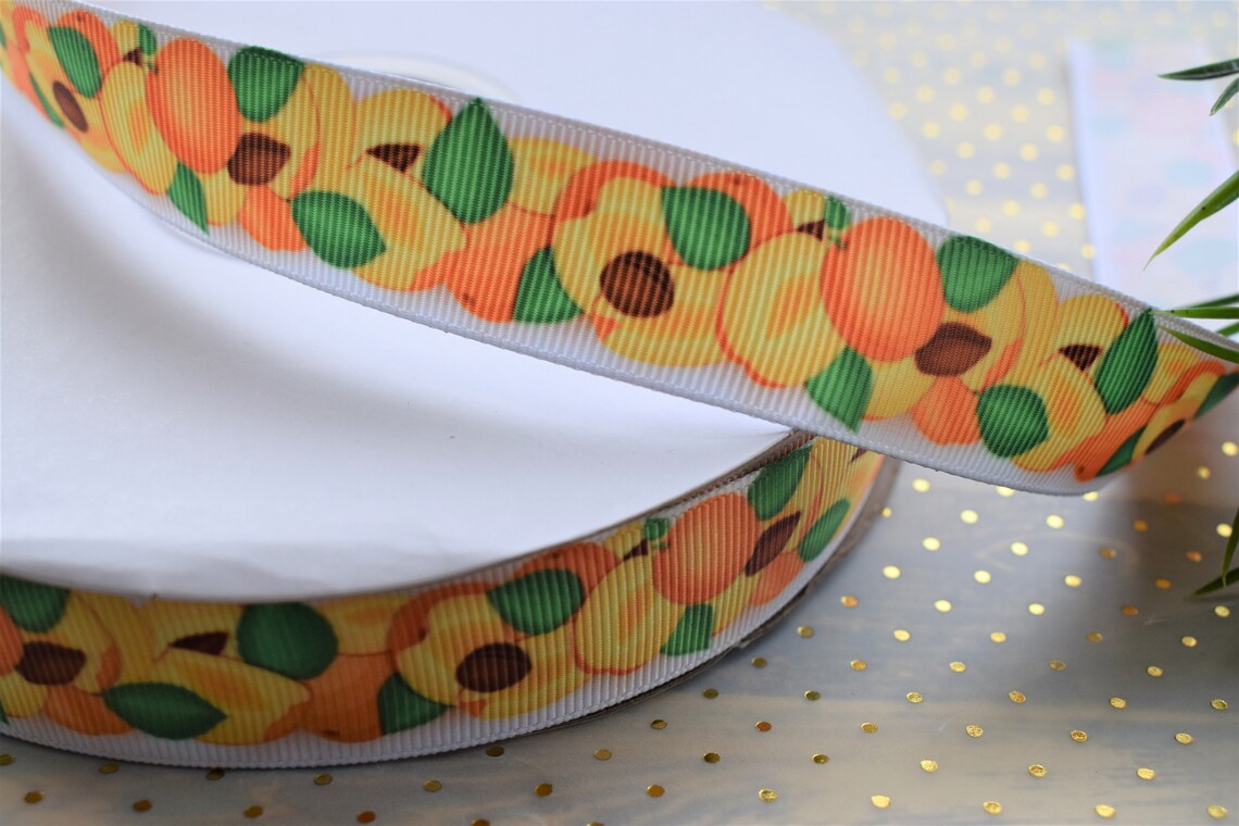 Peach Fruit Ribbon Peach Grosgrain Ribbon Peach Headband Bow Etsy