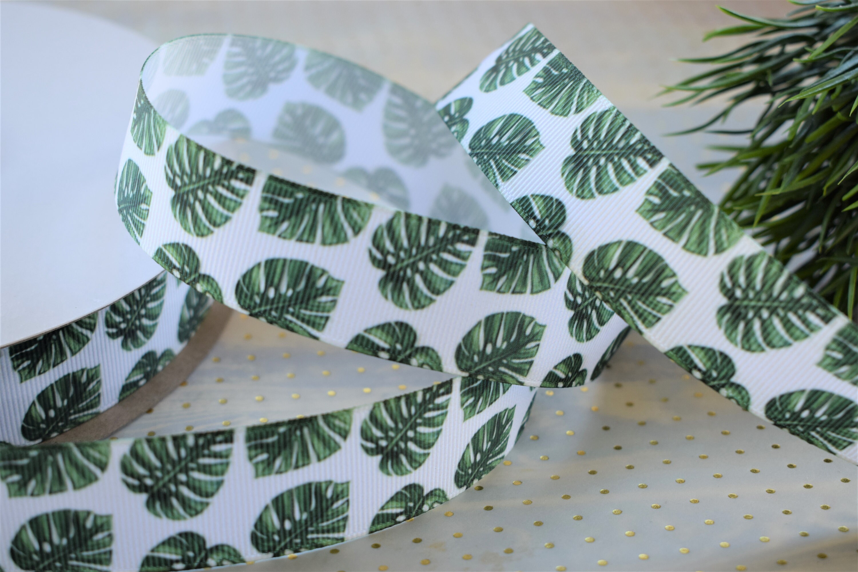 Greenery Leaf Ribbon Leaf Greenery Ribbon Green Grosgrain Etsy