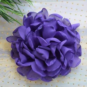 Purple Shabby Chiffon Flower, Big Shabby Flower, Purple  Flower For Headband, Purple  Chiffon Flower, More Colors, Red Size 4&#39;&#39; | 10 cm