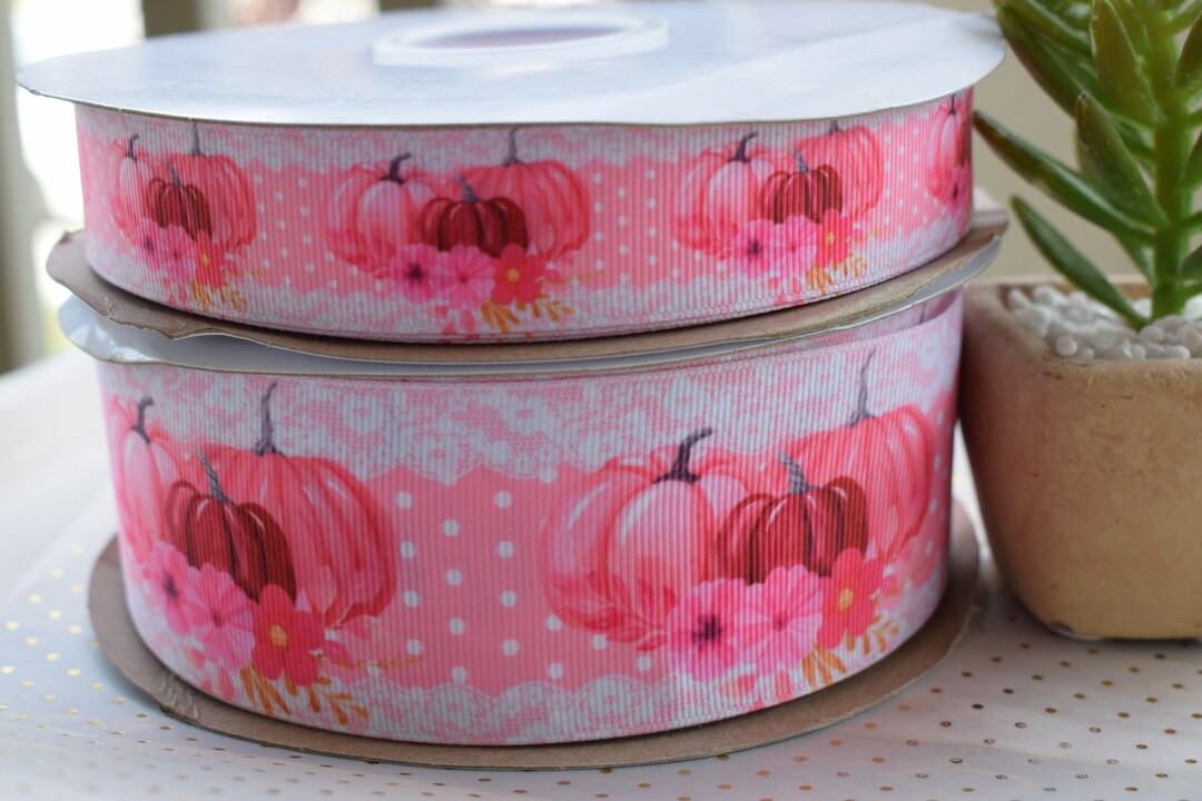 Pink Pumpkin Ribbon Pink Flower Ribbon Pink Pumpkin Etsy