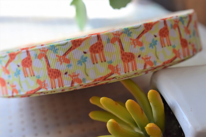 Gitaffe Ribbon Giraffe Grosgrain Ribbon, Boy Baby Safari Ribbon, Giraffe Safari ...