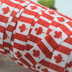 Ruban élastique rouge blanc du drapeau du Canada, élastique repliable, ruban élastique FOE, élastique bricolage du drapeau du Canada || 3 mètres de ruban - 5/8" (16 mm)