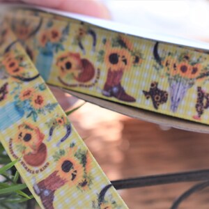 Sunflower Western Ribbon, Yellow Sunflower Western, Sunflower Cowgirl Ribbon, Sunflower Western  || 3 Yards of Ribbon - 7/8&quot; (22mm)