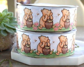 Classic Winnie The Pooh Grosgrain Ribbon, Party - Baby Shower Ribbon || 3 Yards of Ribbon - 1&quot; (25mm) / 2&quot; (50mm) / 3&quot; (75mm)