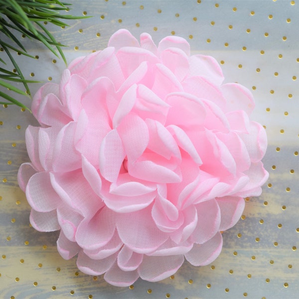 Light Pink Shabby Chiffon Flower, Big Shabby Flower, Pink Flower For Headband, Pink Chiffon Flower, More Colors Available, Size 4'' | 10 cm