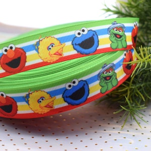 Elmo and Cookie Monster Ribbon, Cookie Monster Ribbon  || 3 Yards of Ribbon - 1" (25mm)